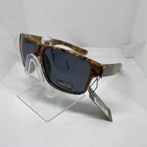 Outdoorsman Camo Sunglasses Brown/Orange Leaf Camo Black Lens Foster Grant NWT